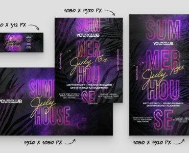 Summer House DJ Flyer + Banners (AI, Vector Formats)