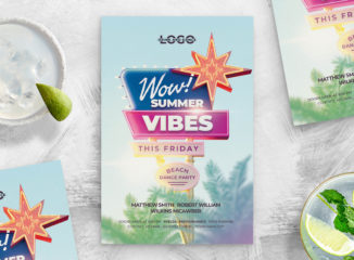 Summer Vibe Party Flyer Template (PSD Vector Format)