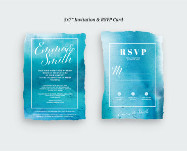 Watercolor Blue Wedding Invitation (PSD Format)
