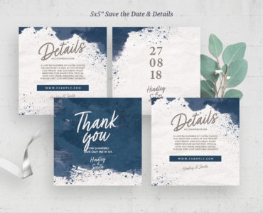 White & Blue Wedding Invitation (PSD Format)