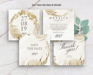 White & Gold Wedding Invitation (PSD Format)