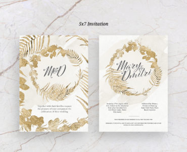 White & Gold Wedding Invitation (PSD Format)