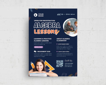 High School Math Education Flyer (PSD, AI, Vector Formats)