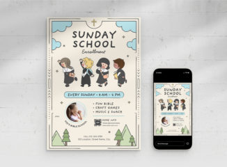 Kids Christian Education Flyer (AI, Vector Formats)
