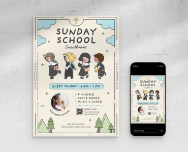 Kids Christian Education Flyer (AI, Vector Formats)