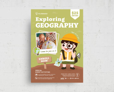 Geography Class Flyer Template (PSD, AI, Vector Formats)
