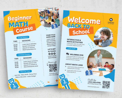 School Math Education Flyer Template (PSD, AI, Vector Formats)