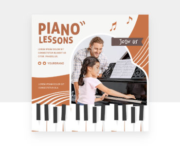 Piano Lessons Social Media Templates (PSD, AI, Vector Formats)