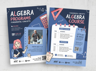 Algebra Math Education Flyer (PSD, AI, Vector Formats)