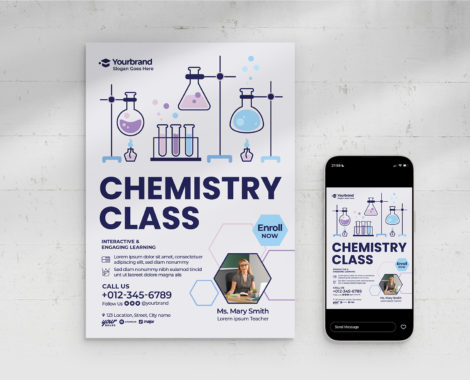 Chemistry Science Education Flyer (AI, Vector Formats)