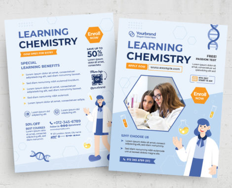 Chemistry Science Education Flyer (PSD, AI, Vector Formats)