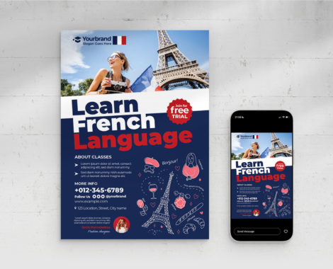 French Language Education Flyer (AI, Vector Formats)