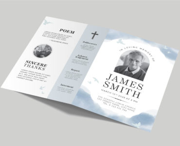 Watercolor Blue Sky Funeral Service (PSD, AI, INDD Formats)