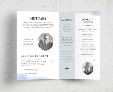 Watercolor Blue Sky Funeral Service (PSD, AI, INDD Formats)