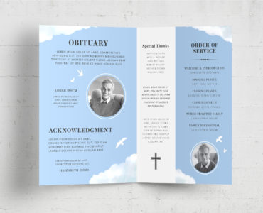 Blue Sky Funeral Ceremony Brochure (PSD, AI, INDD, Vector Formats)