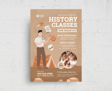 History Education Flyer Template (PSD, AI, Vector Formats)