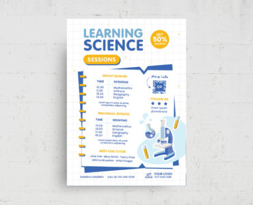 Kids School Science Education Flyer (PSD, AI, Vector Formats)