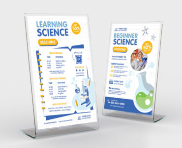 Kids School Science Education Flyer (PSD, AI, Vector Formats)