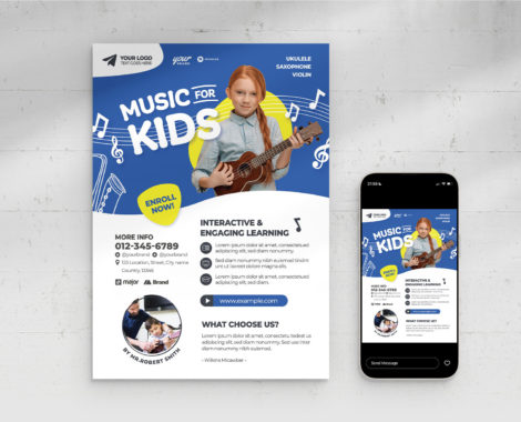Kids Music Education Flyer Template [PSD, AI, Vector] - BrandPacks