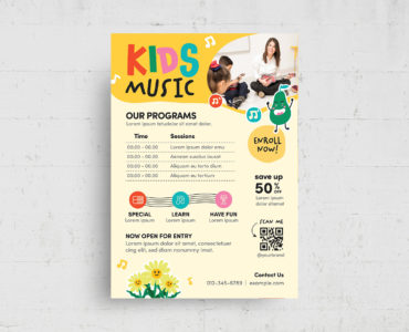 Music Education for Kids Flyer (PSD, AI, Vector Formats)