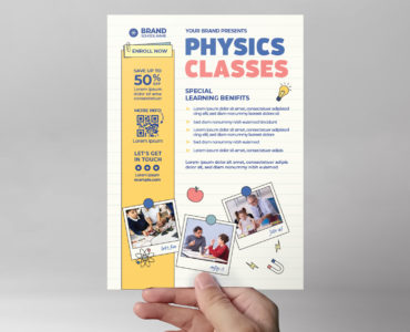 School Science Physics Class Flyer (PSD, AI, Vector Formats)