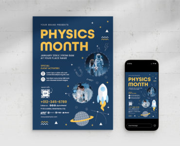 Physics Science Education Flyer (AI, Vector Formats)