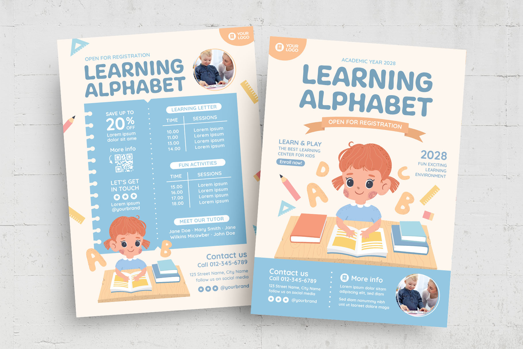 Preschool Education Flyer Template (PSD, AI, Vector Formats)