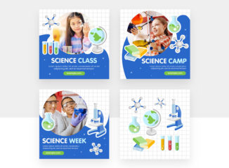 Science Class Social Media Banners (PSD, AI, Vector Formats)