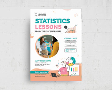 Statistics Education Flyer Template (PSD, AI, Vector Formats)