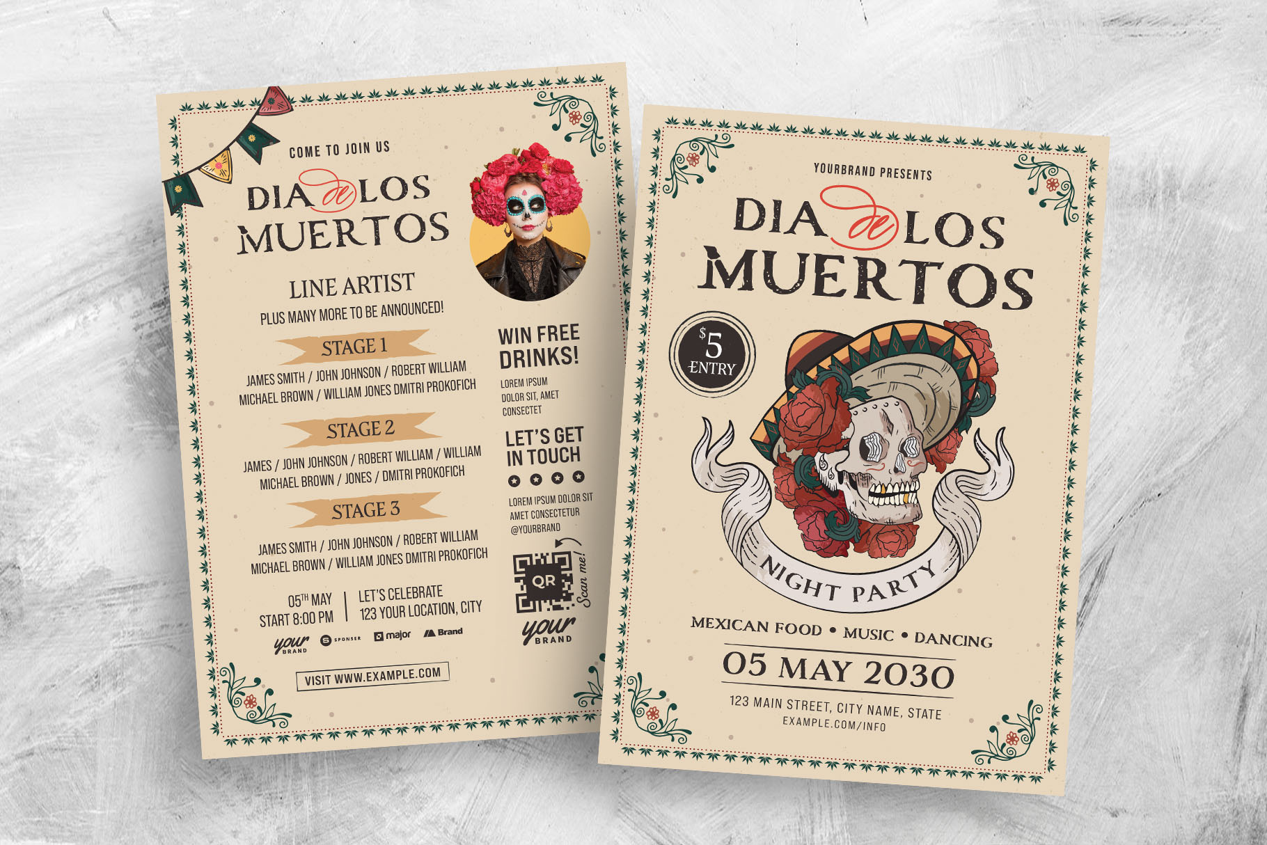Dia De Los Muertos Flyer Template (PSD, AI, EPS Format)