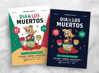 Cartoon Dia De Los Muertos Flyer (PSD, AI, EPS Format)
