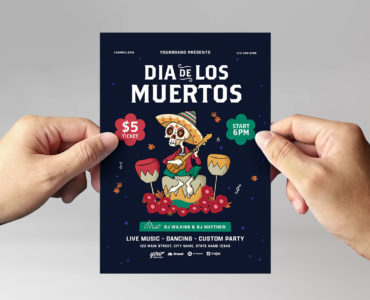 Cartoon Dia De Los Muertos Flyer (PSD, AI, EPS Format)