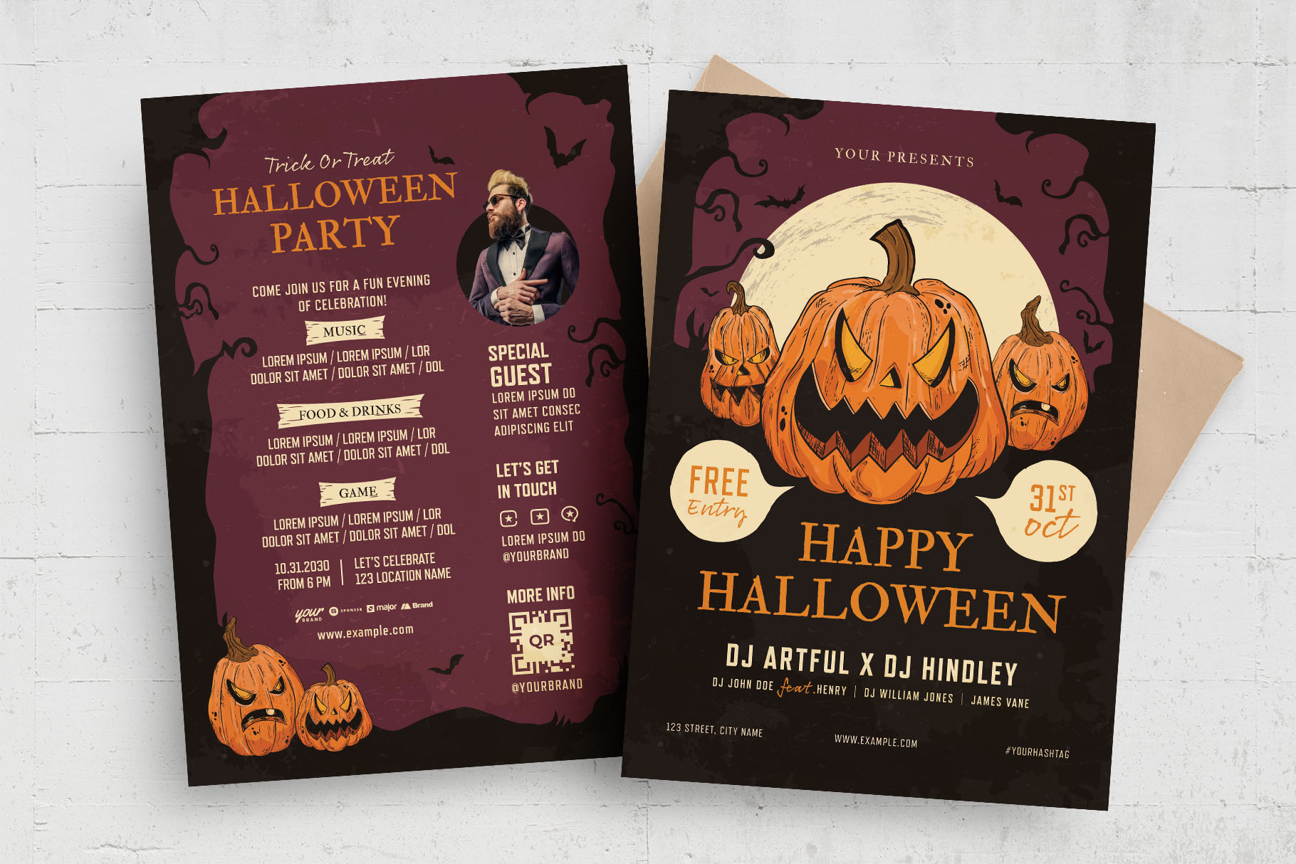 Halloween Pumpkin Flyer Template (PSD, AI, EPS Format)