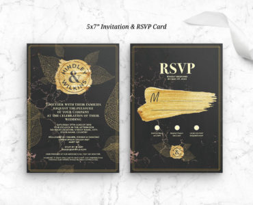 Black & Gold Wedding Stationery (PSD Format)