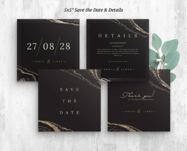 Black & Gold Wedding Templates (PSD Format)
