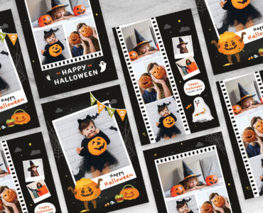Cute Halloween Photo Collage (PSD, AI, Vector Formats)
