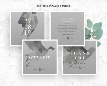 Grayscale Wedding Invitation Suite (PSD Format)
