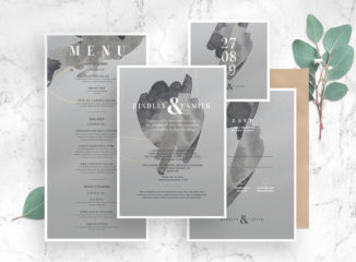 Grayscale Wedding Invitation Suite (PSD Format)