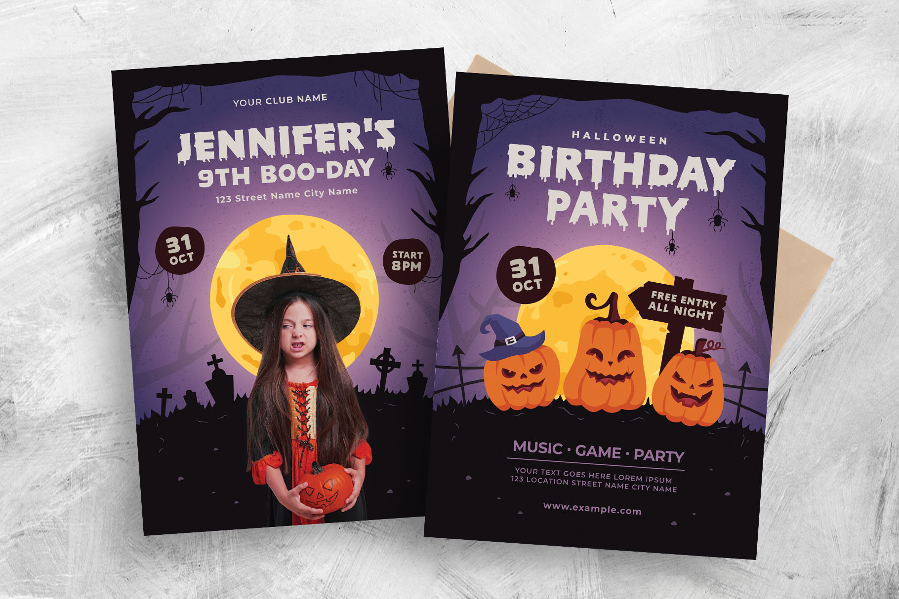 Halloween Birthday Party Flyer (PSD, AI, Vector Formats)