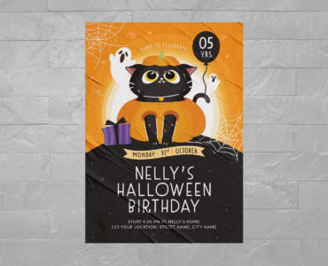 Halloween Birthday Party Flyer (PSD, AI, EPS Format)