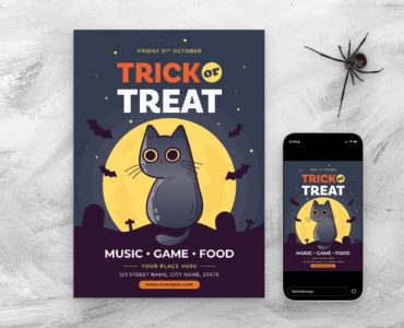 Halloween Black Cat Flyer Template (PSD, AI, EPS Format)