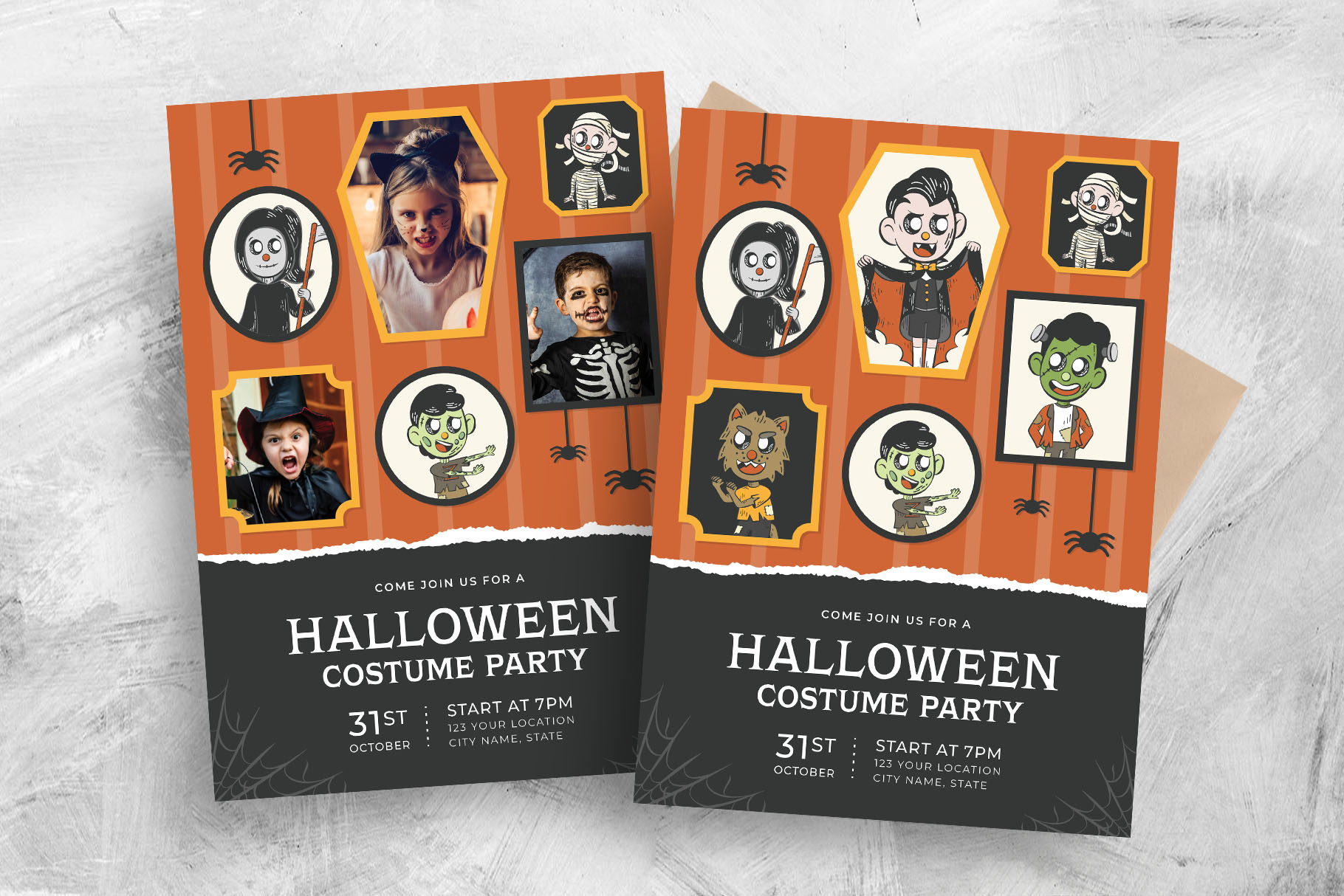 Halloween Party Photo Card Flyer (PSD, AI, EPS Vector)