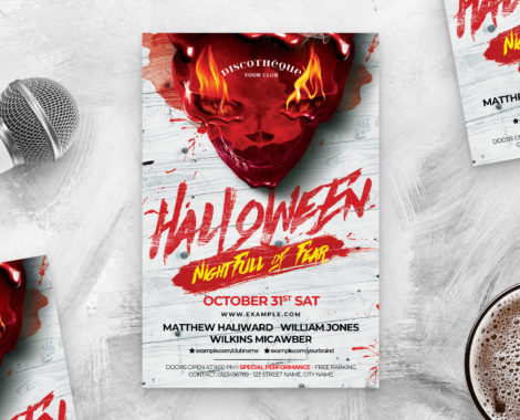 Halloween Skull Party Flyer Template (PSD Format)