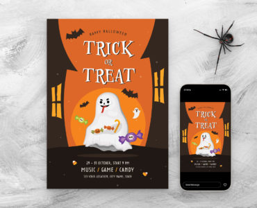 Halloween Trick or Treat Flyer (PSD, AI, Vector Formats)