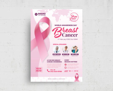 Pink Cancer Flyer Template (PSD, AI, EPS Format)