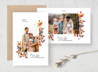Fall Leaves Photo Card Template (PSD Format)