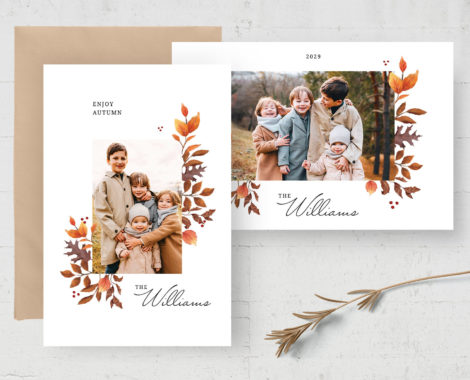Fall Leaves Photo Card Template (PSD Format)