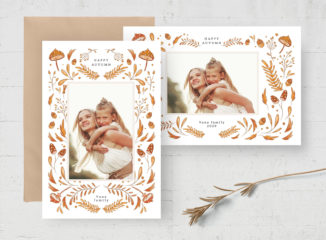 Whimsical Autumn Fall Photo Card Template (PSD Format)