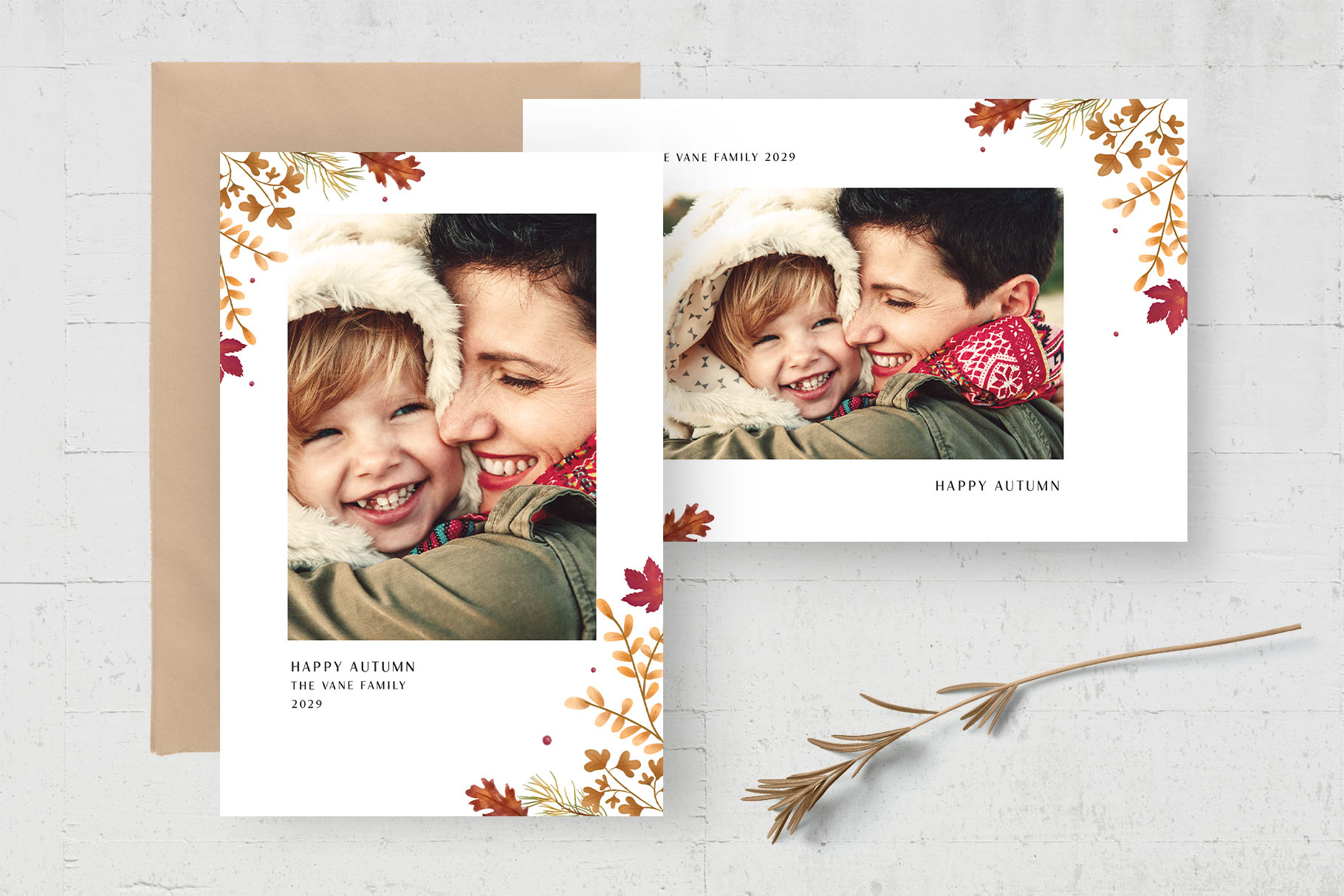 Simple Festive Autumn Fall Postcard (PSD Format)