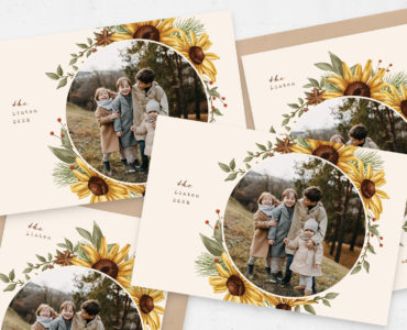 Autumn Sunflower Photo Card Template (PSD Format)